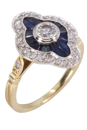 Bague BAGUE MARQUISE SAPHIRS ET DIAMANTS 58 Facettes 083681