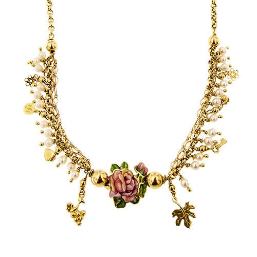 Collier Collier avec fleur en émail et breloques 58 Facettes 37280