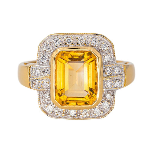 Bague 53 Bague Or jaune Citrine, Diamant 58 Facettes 4445903CN