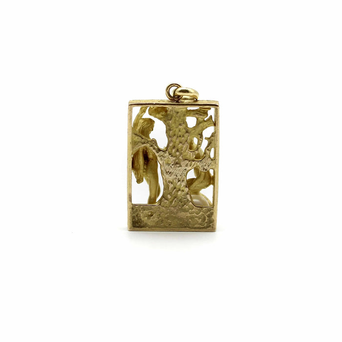 Pendentif Pendentif figuratif Adam et Eve en or avec rubis et perle 58 Facettes