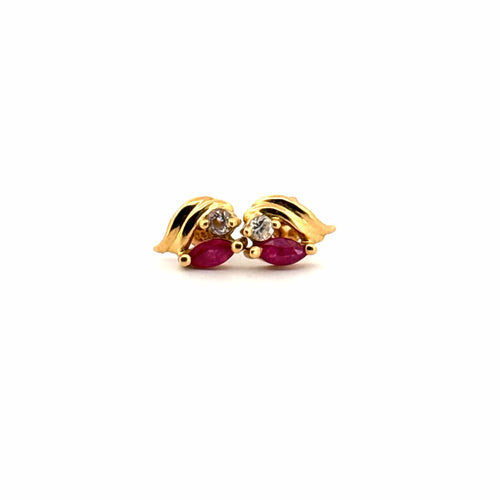 Boucles d'oreilles Puces D'oreilles or jaune et rubis 58 Facettes 2-BOF1-GS34788-6