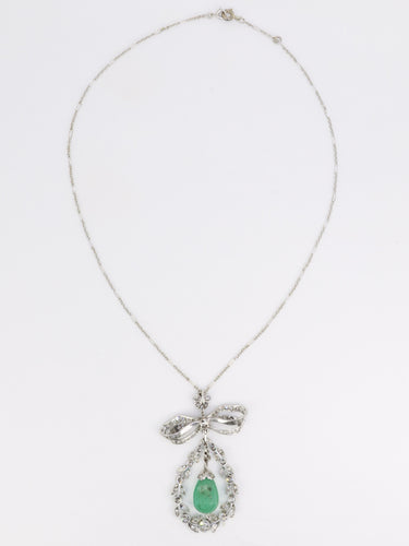 Collier Collier noeud Belle Epoque émeraude diamants 58 Facettes 1188.1