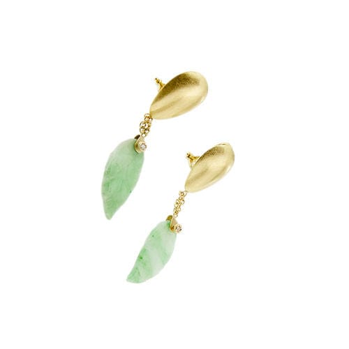 Boucles d'oreilles Boucles d'oreilles en jade et diamant 58 Facettes 37433