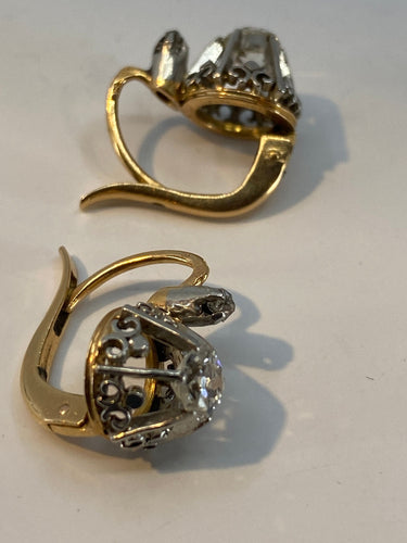 Boucles d'oreilles Boucles d’oreilles en or 18ct dites dormeuses en diamants vers 1900 58 Facettes