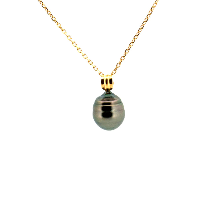 Yellow gold and Tahitian pearl necklace