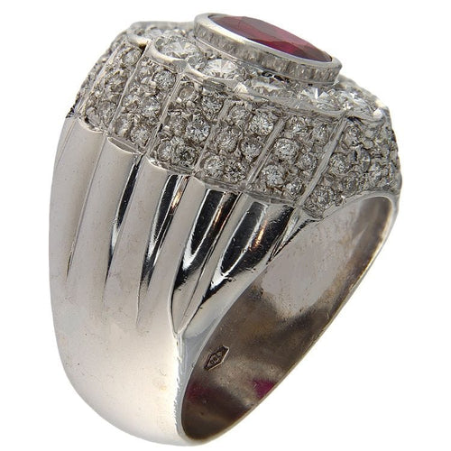 Bague 54.5 Bague en or blanc avec rubis de 1,05 ct et diamants de 1,84 ct 58 Facettes G3706