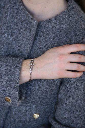 Bracelet Bracelet Art Deco Perle Fine et Diamants sur Platine 58 Facettes