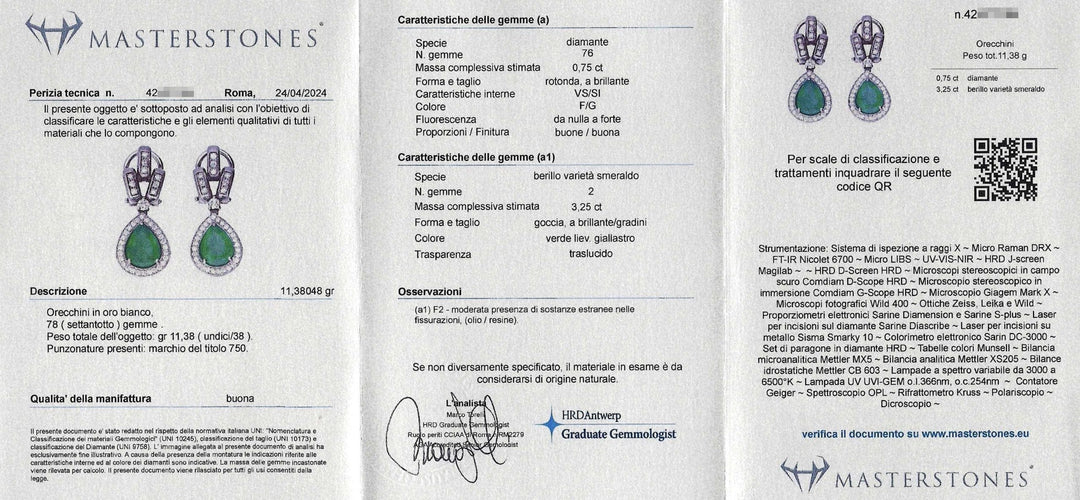 Boucles d'oreilles Boucles d'oreilles en or blanc avec diamants et émeraude 58 Facettes