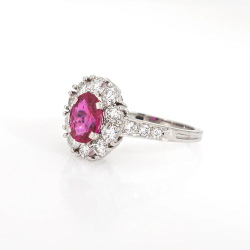 Bague Bague Tiffany & Co Burma Ruby Diamond des années 60 en platine 58 Facettes G13161