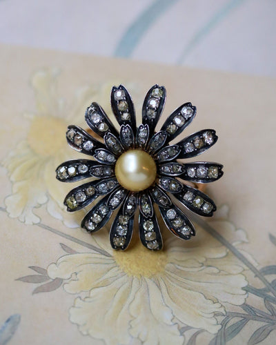 Bague 53 Bague Marguerite Perle Gold et Diamants "Les Recyclés" 58 Facettes A9885 F1987