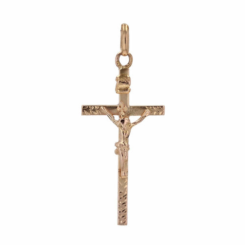 Pendentif Croix or rose avec Christ 58 Facettes CVP106