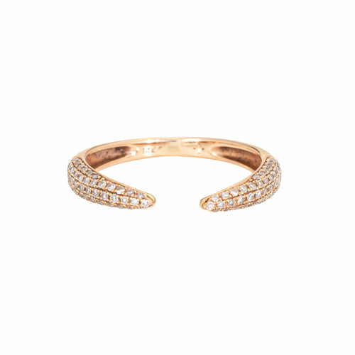 Bague Bague griffe ouverte pavée en or rose 14k et diamants 58 Facettes G14197