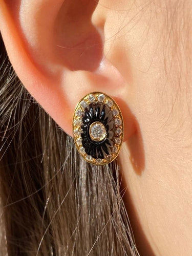 Boucles d'oreilles Boucles d’oreilles en or jaune 18k onyx et diamants 58 Facettes