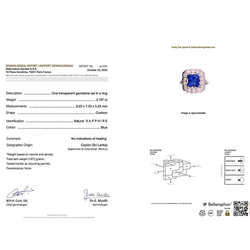 Bague 51 Bague "Pompadour" platine, or blanc, saphir, diamants. 58 Facettes 33935