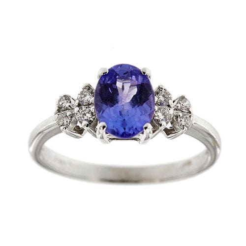Bague 51 Bague en or blanc avec tanzanite et diamants 58 Facettes 38890