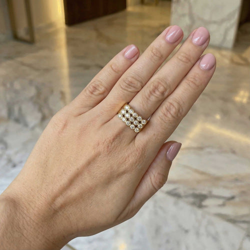 Inel 58 Inel tubular din aur galben, încrustat cu diamante tăietură briliant 58 Facettes 22823