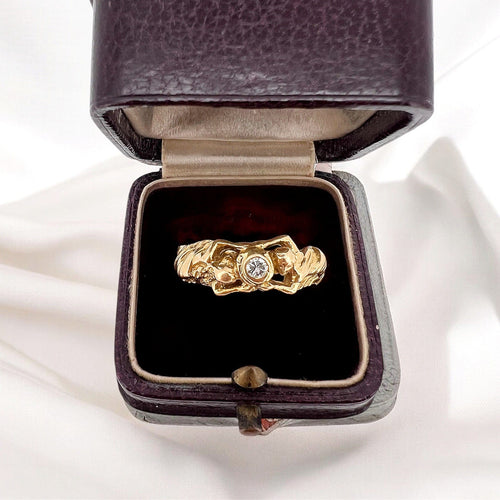 Bague 60 Bague Art Nouveau Or jaune 18 carats et Diamant Décor de Femmes 58 Facettes 233