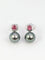 Boucles d'oreilles Boucles d’oreilles vintage en or, perles de Tahiti et tourmalines roses 58 Facettes 391.9