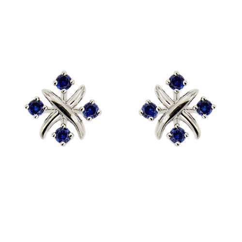 Boucles d'oreilles Tiffany & Co. - Boucles d'oreilles en platine serties de saphirs 58 Facettes 38212