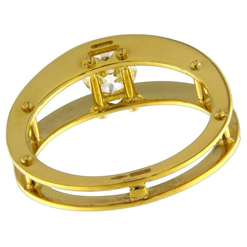 Bague 53 Bague solitaire en or jaune avec diamant taille brillant de 0,52 ct certifié HRD 58 Facettes G3762