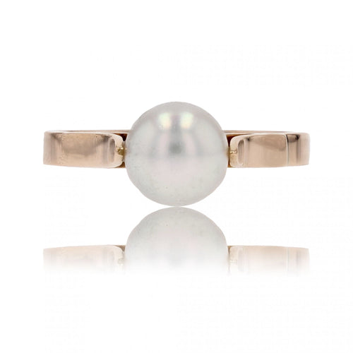 Bague 55 Bague or jaune perle de culture solitaire 58 Facettes 13-203