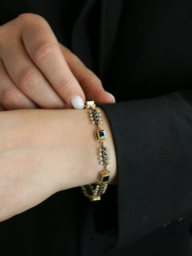 Bracelet Bracelet ancien or jaune saphirs perles fines 58 Facettes 286