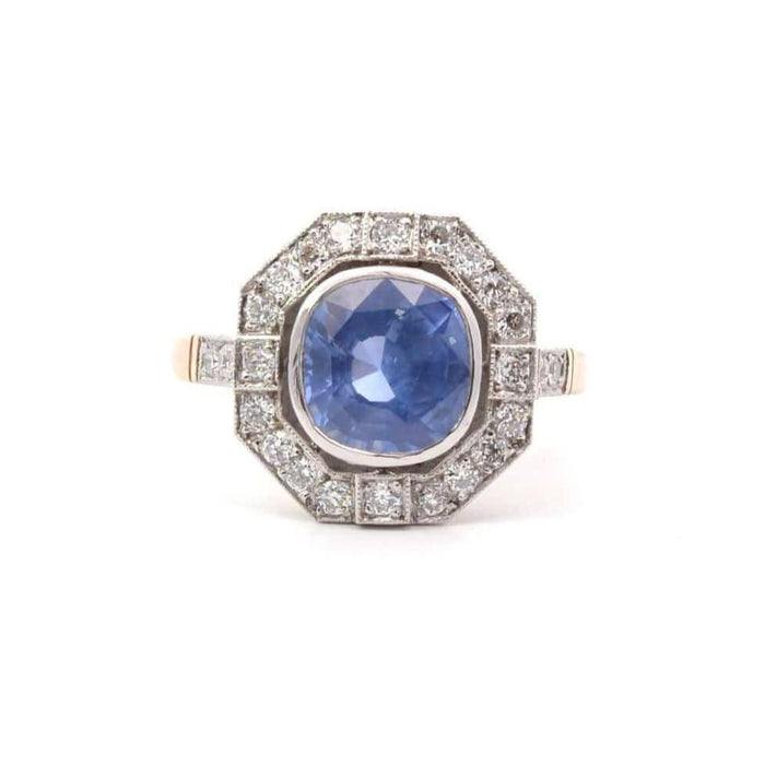 Bague 53 Bague saphir 3,05cts et diamants en or et platine 58 Facettes 26081 26030