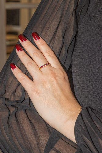 Bague 59 Bague Demi alliance Or jaune Rubis 58 Facettes 3090579CN