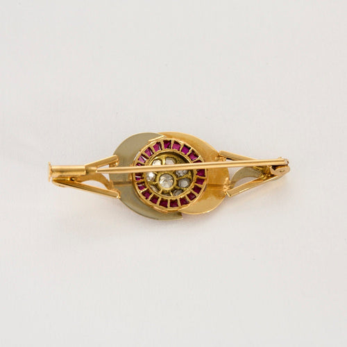 Broche Broche or jaune et gris et diamants 58 Facettes BLO01583