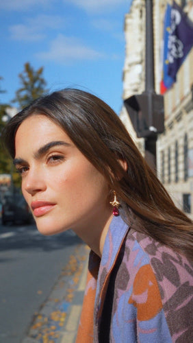 Lorenz Bäumer Boucles d'Oreilles Rubellite, Saphir, Héliodore et Diamant sur Or Jaune 58 Facettes