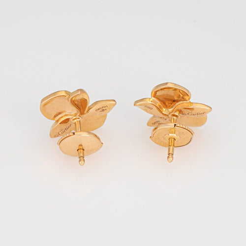 Caresse D’Orchidees Par Cartier Earrings Diamond Studs Estate 18k Yellow Gold 58 Facettes G13770