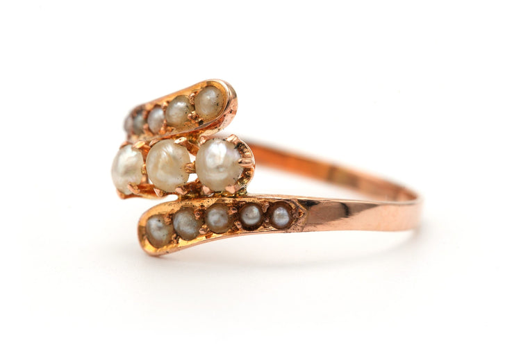 Bague 58 Bague Art Nouveau - Bague en or jaune 18 carats et perles 58 Facettes 23297