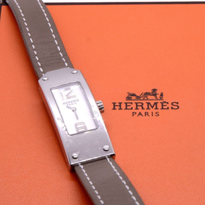 HERMÉS - reloj Kelly II, acero, caja y documentación.