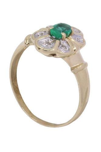 Bague 58 Bague marguerite émeraude et diamants 58 Facettes 091051