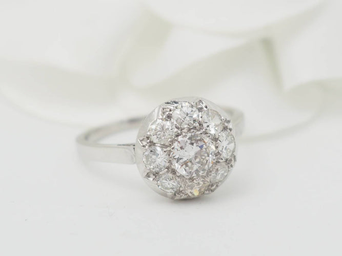 Bague 53.5 Bague ancienne en platine et diamants 58 Facettes 33257