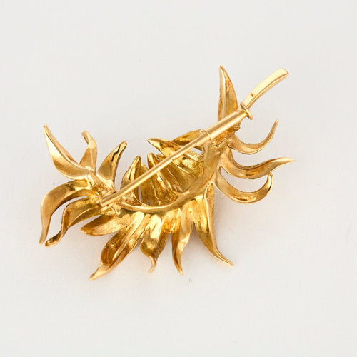 Broche Broche or jaune à motif de feuille 58 Facettes SOI3067