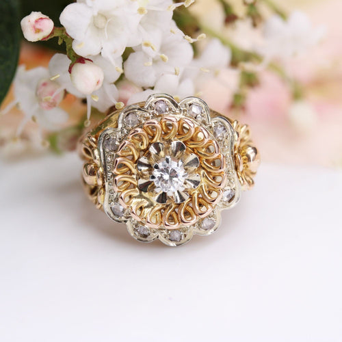 Bague 50 Bague vintage or rose et diamants 58 Facettes 24-003