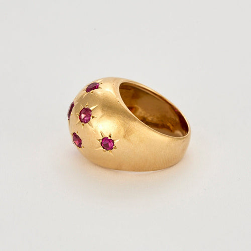 Bague 47 Bague boule or jaune et rubis de synthèse 58 Facettes PAL3224