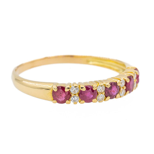 Bague 59 Bague Demi alliance Or jaune Rubis 58 Facettes 3090579CN