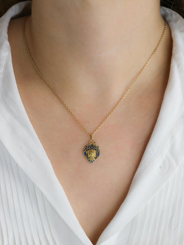 Pendentif Médaille religieuse Art nouveau émail plique à jour bleu 58 Facettes 1153.12