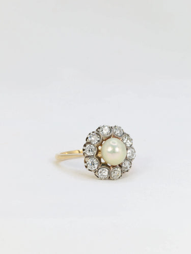 Bague 55.5 Bague marguerite diamants, perle fine 58 Facettes 685