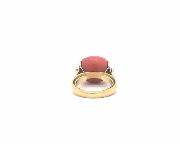 Bague Bague or jaune et corail 58 Facettes
