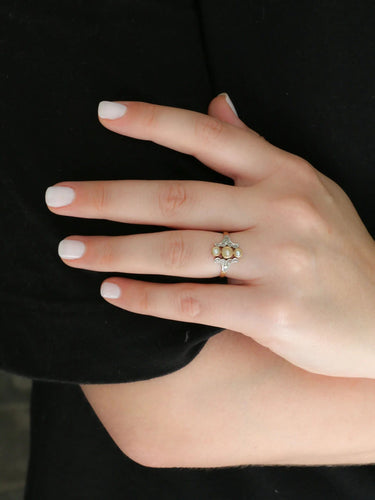 Bague Bague Art Nouveau perles diamants 58 Facettes J354