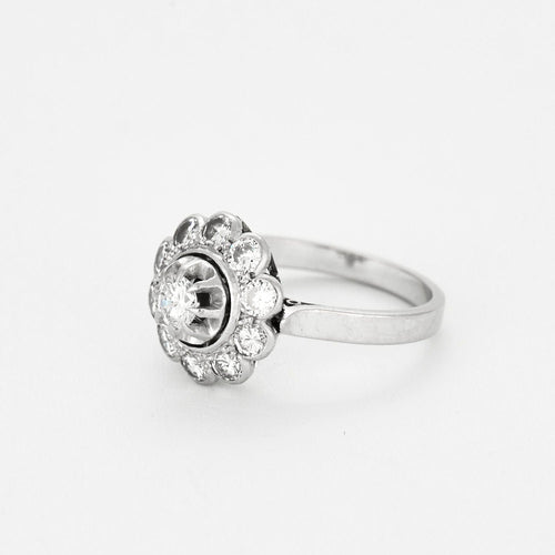 Bague 53 Bague marguerite or blanc et diamants 58 Facettes EPI1066