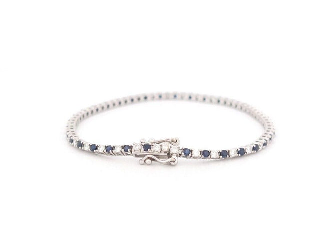 Bracelet bracelet riviere de diamants et saphirs 2ct maille tennis en or blanc 58 Facettes 260237