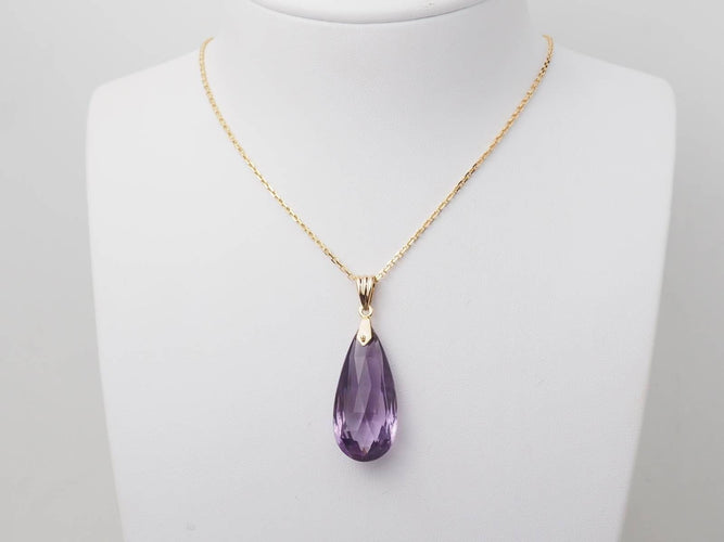 Pendentif Pendentif en or jaune et Améthyste briolette 58 Facettes 33208