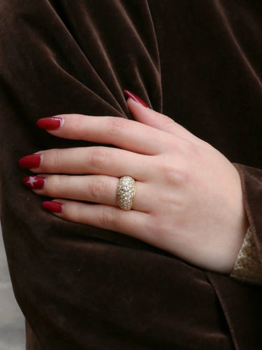 Bague jonc vintage en or et diamants 58 Facettes J314