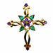 Pendentif FRANKLIN MINT / Pendentif Croix Or Jaune 18k Diamant, Emeraudes & Améthystes 58 Facettes 1CPE-GS30449