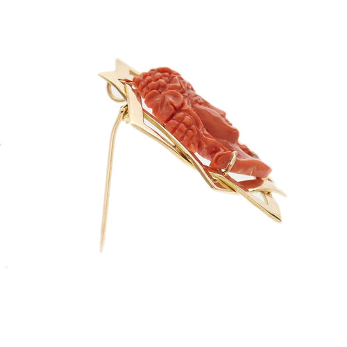 Pendentif Broche pendentif en or rose avec corail 58 Facettes 35138