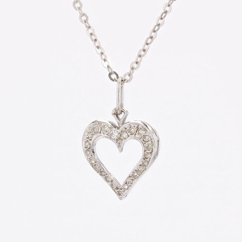 Collier Pendentif coeur diamants et sa chaine or blanc 58 Facettes 25-048